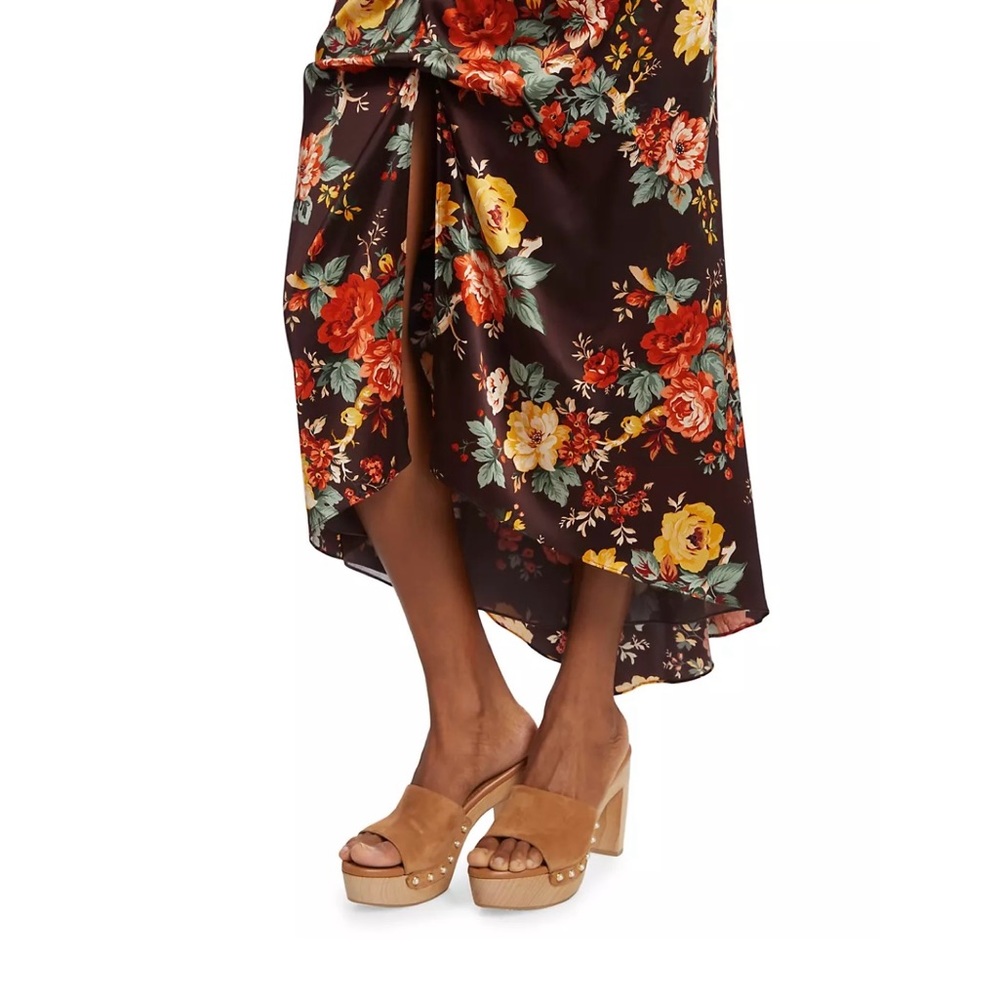 Veronica Beard💕Pixie Floral Silk Midi Skirt in Oxblood Multi Size 2 - Picture 3 of 15